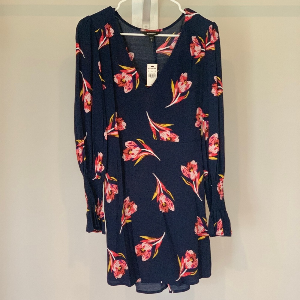 Express Blue Flower Mini Dress